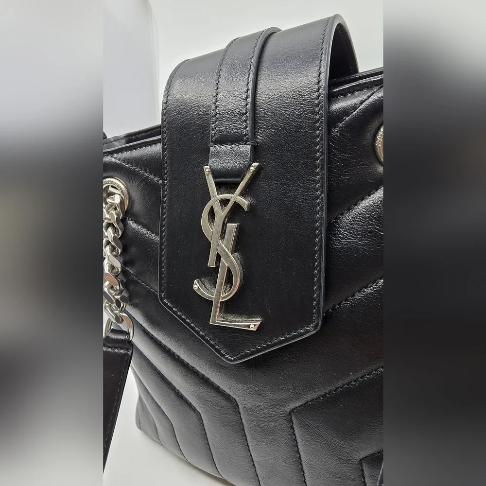 YSL Calfskin Y Quilted Monogram Small Loulou Shopper - Picture 2 of 16